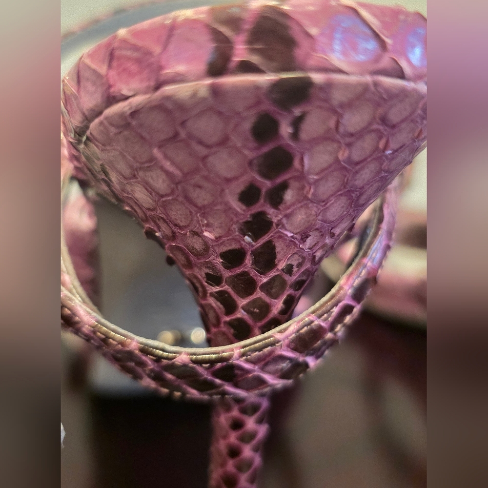 SALE Sergio Rossi Snake Print Sandal Heels - Picture 12 of 13